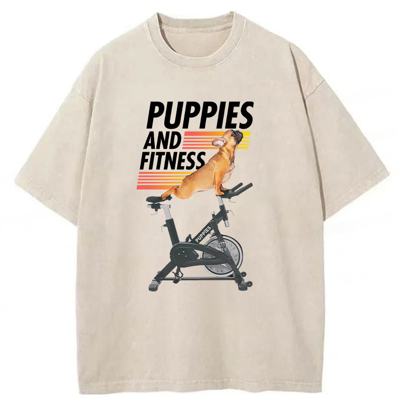 Puppies And Fitness Washed Unisex Tee