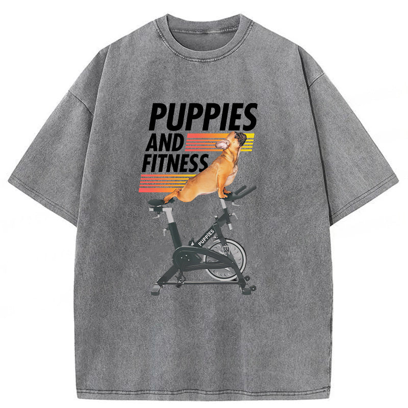 Puppies And Fitness Washed Unisex Tee