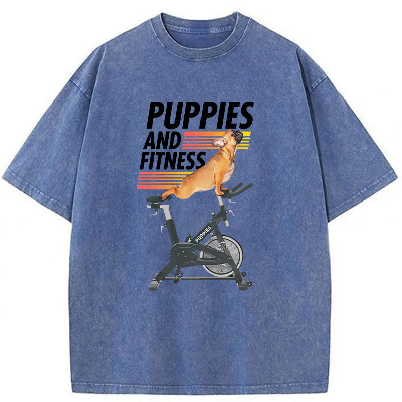 Puppies And Fitness Washed Unisex Tee