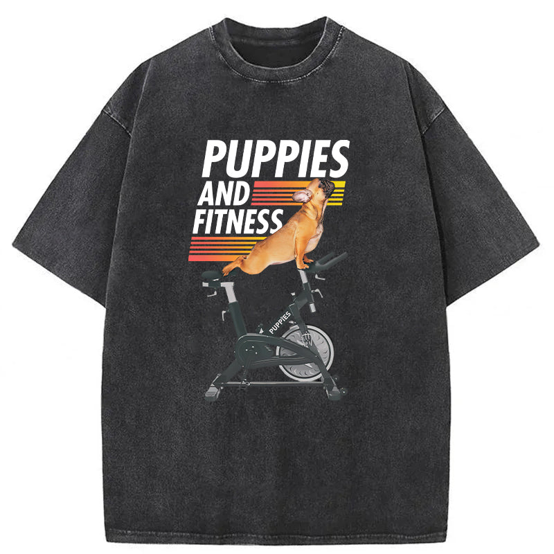 Puppies And Fitness Washed Unisex Tee