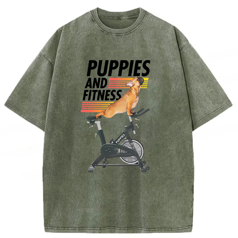 Puppies And Fitness Washed Unisex Tee