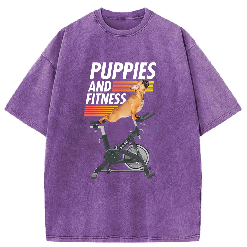 Puppies And Fitness Washed Unisex Tee