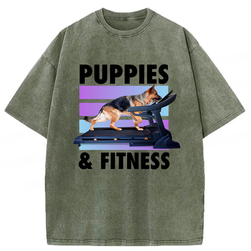 PUPPIES & FITNESS Washed Unisex Tee