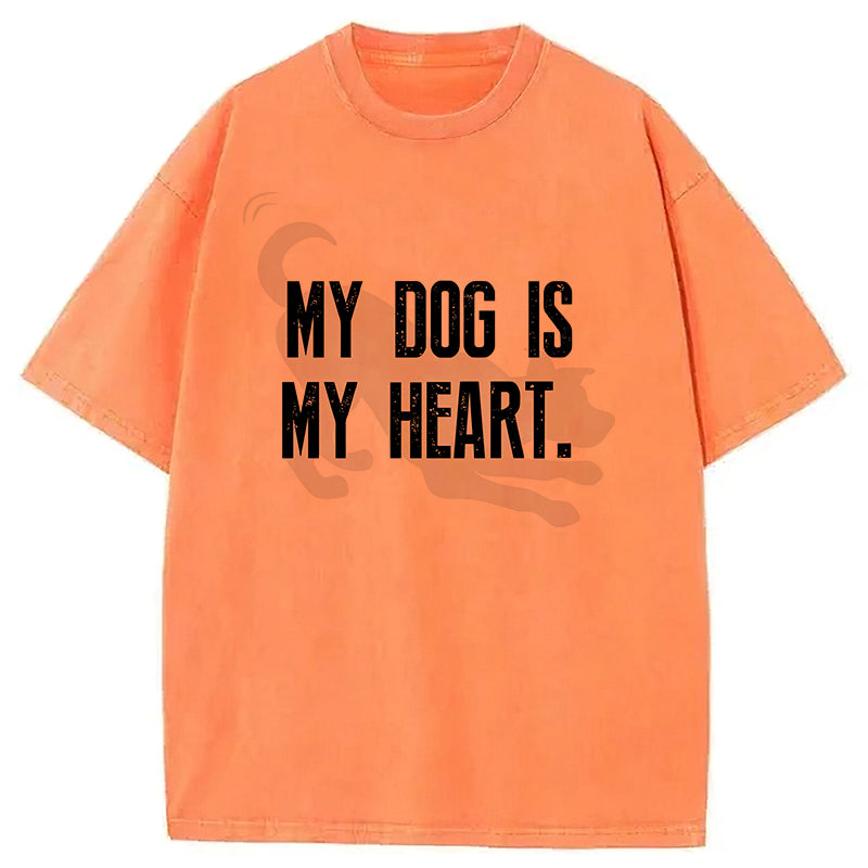 My Dog Is My Heart Washed Unisex Tee