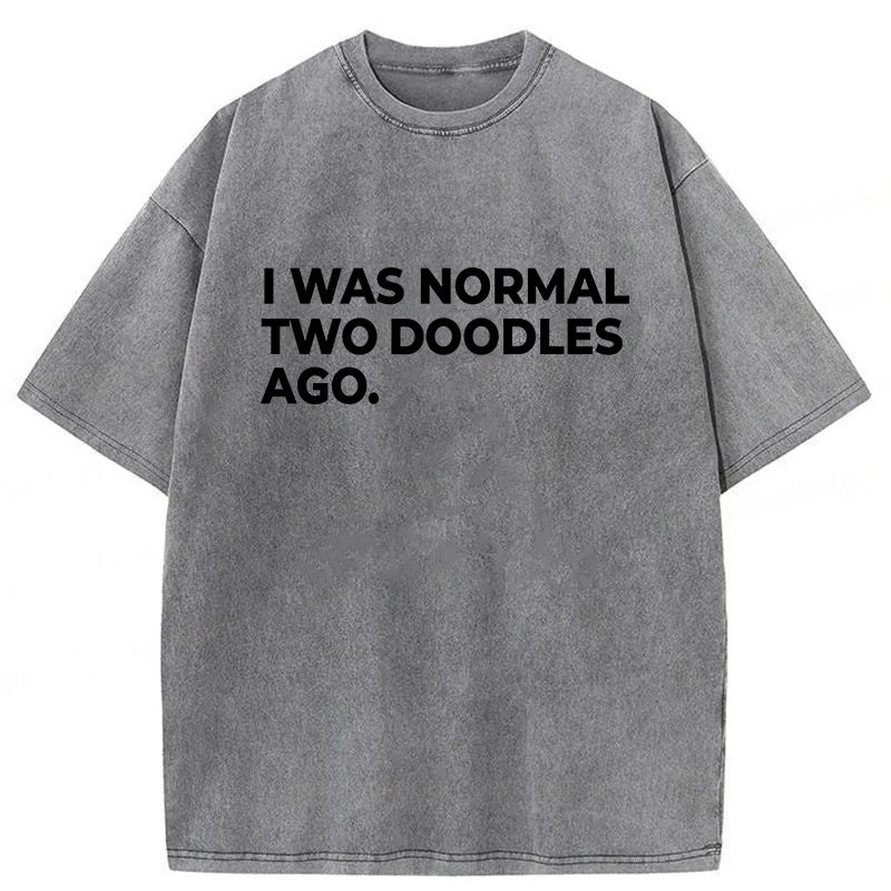 I Was Normal Two Doodles Ago Washed Unisex Tee