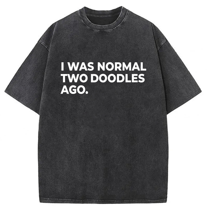 I Was Normal Two Doodles Ago Washed Unisex Tee