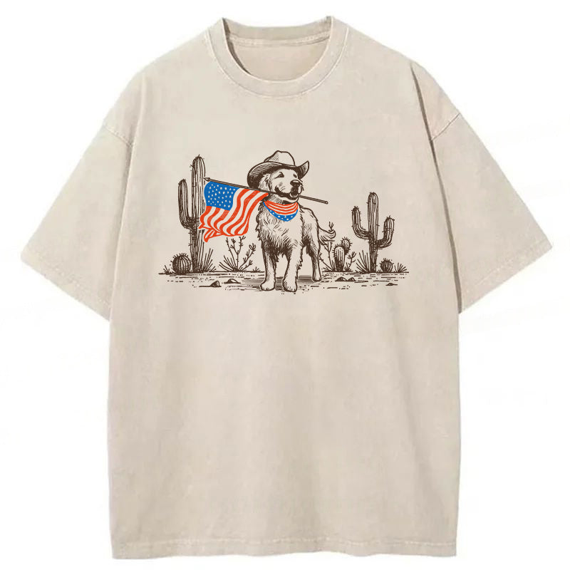 Labrador 4th Of July Washed Unisex Tee