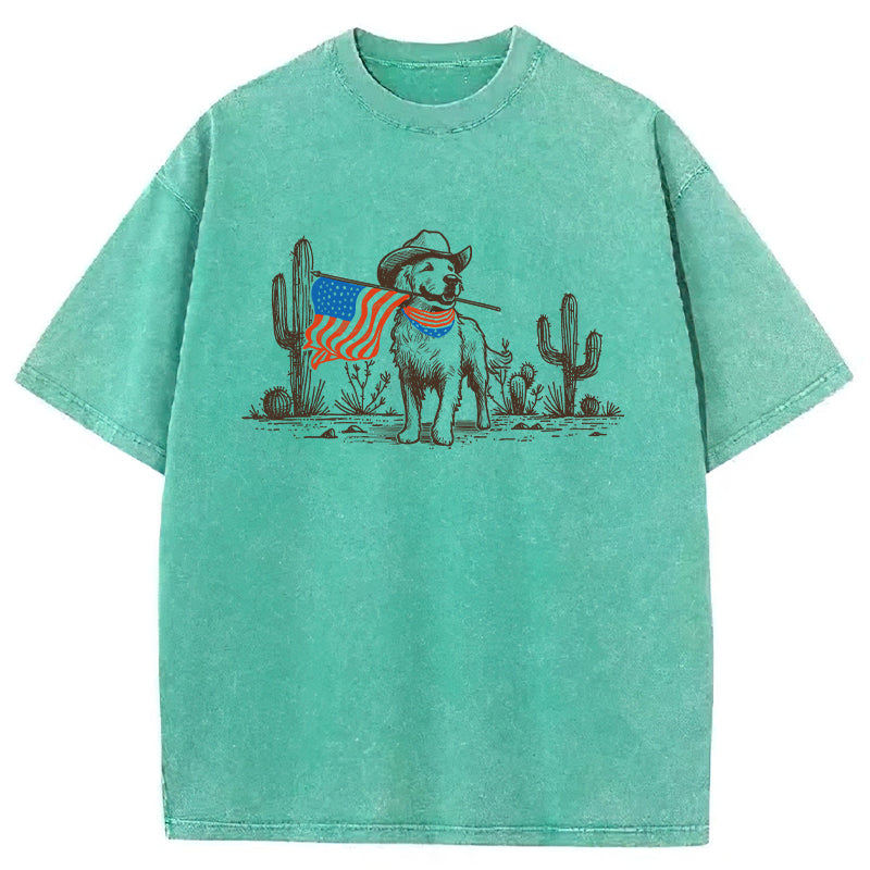 Labrador 4th Of July Washed Unisex Tee