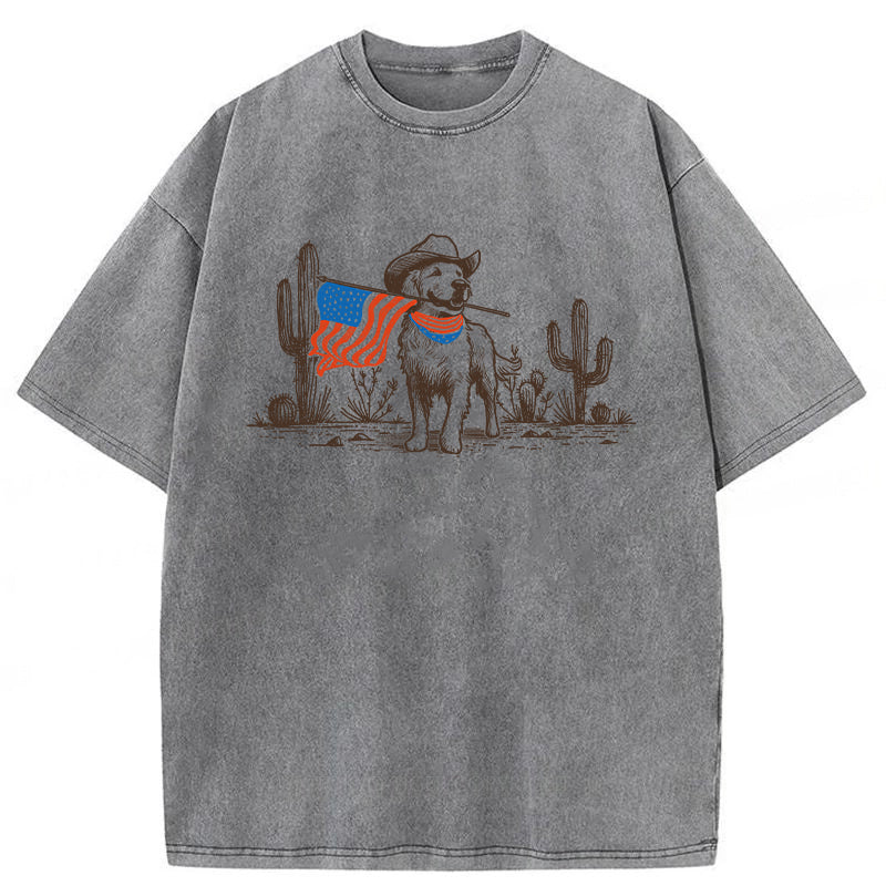 Labrador 4th Of July Washed Unisex Tee