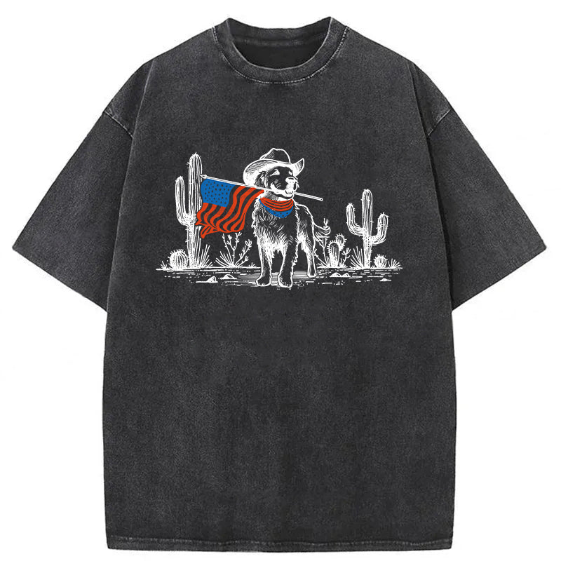 Labrador 4th Of July Washed Unisex Tee