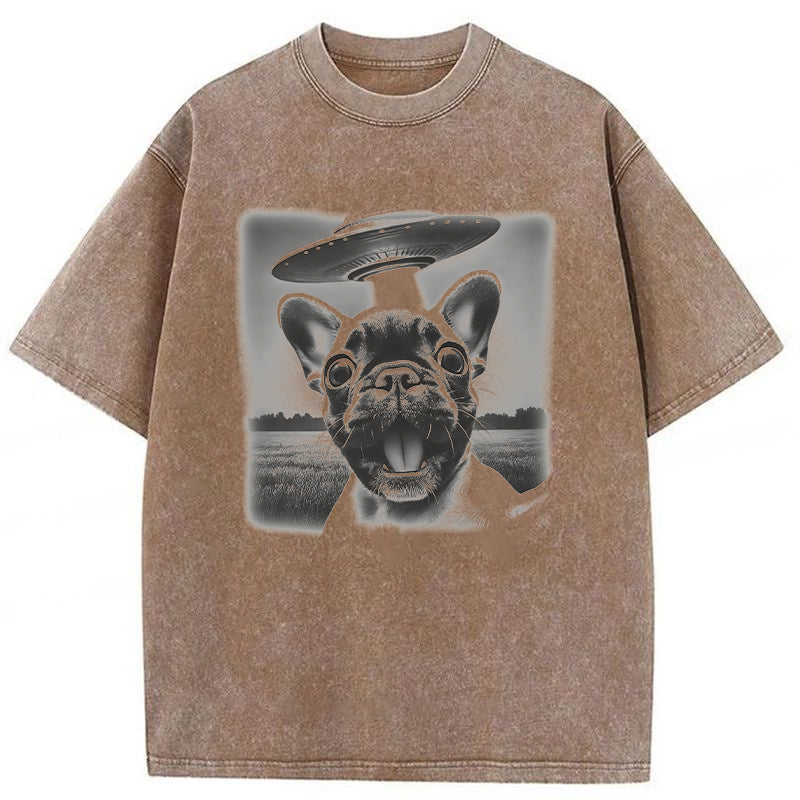 French Bulldog UFO Washed Unisex Tee