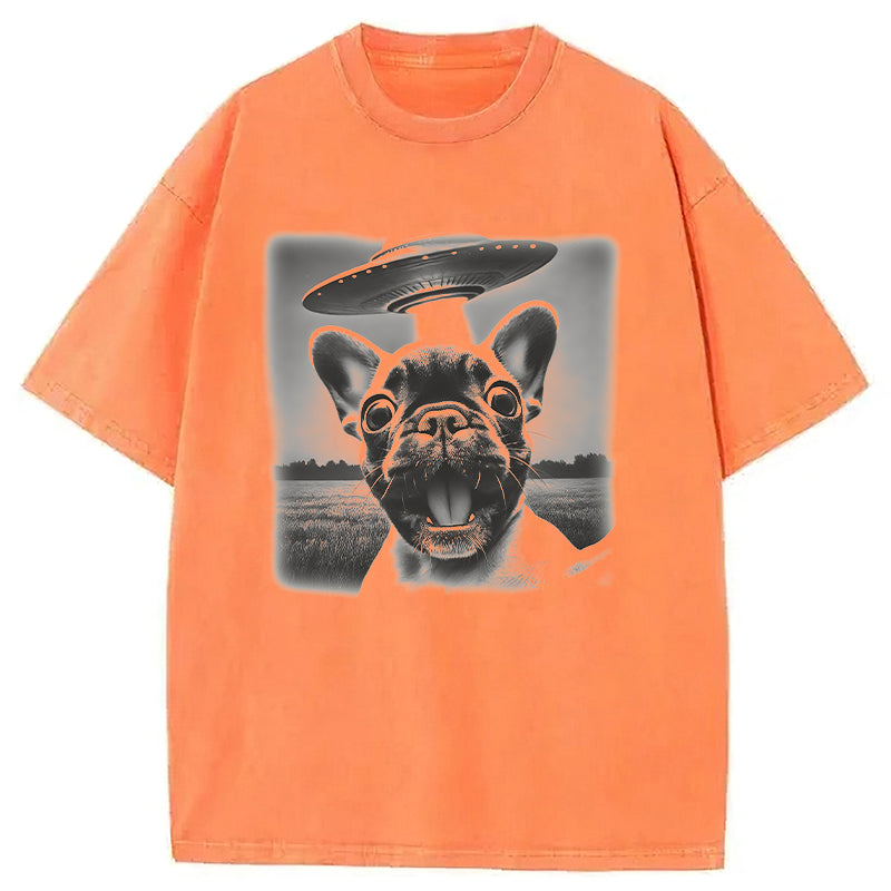 French Bulldog UFO Washed Unisex Tee