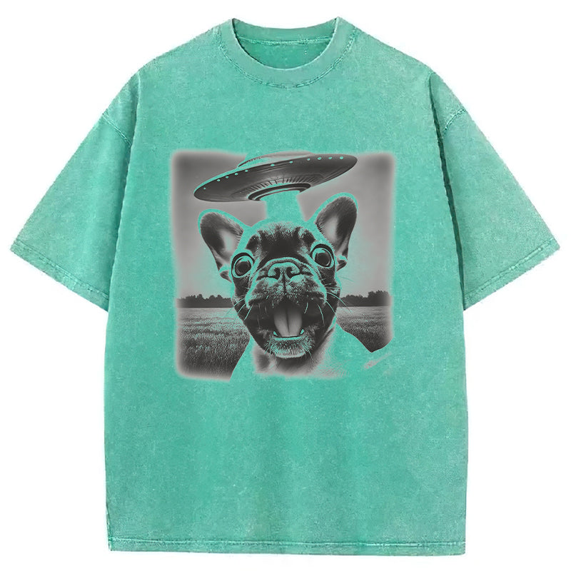French Bulldog UFO Washed Unisex Tee