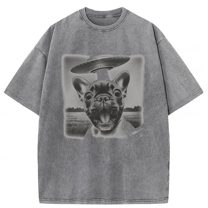 French Bulldog UFO Washed Unisex Tee