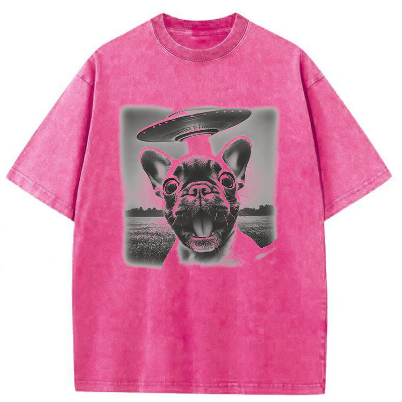 French Bulldog UFO Washed Unisex Tee