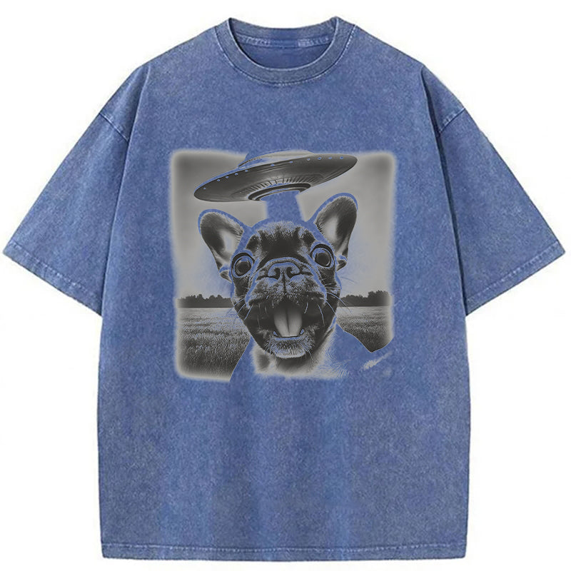 French Bulldog UFO Washed Unisex Tee