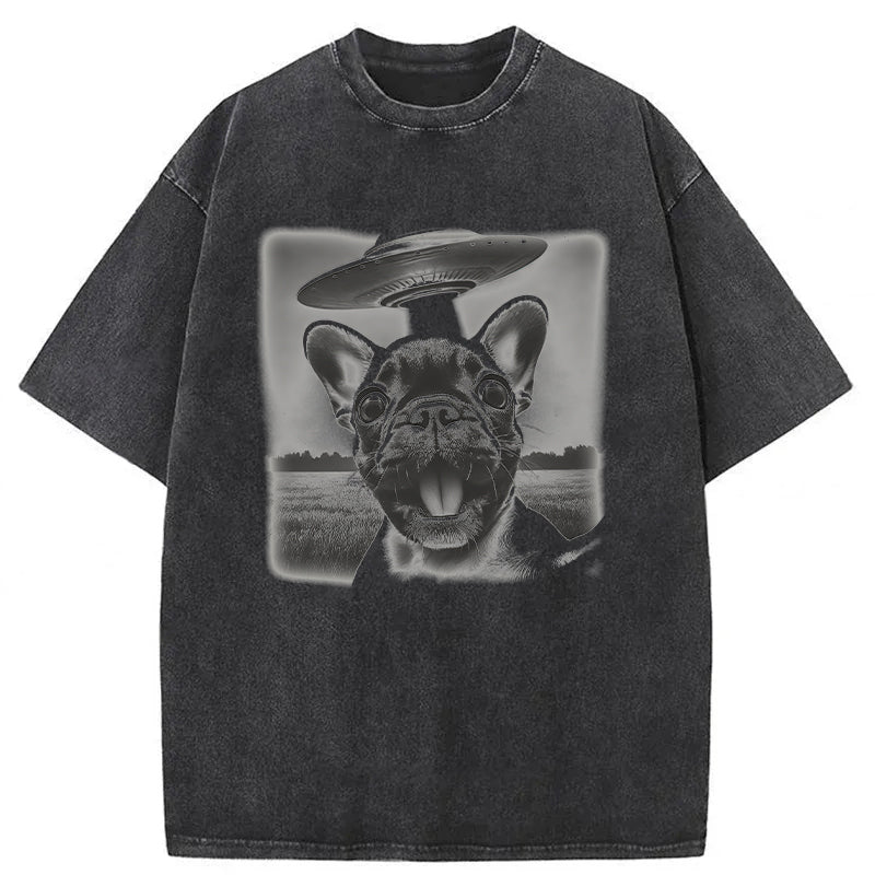French Bulldog UFO Washed Unisex Tee