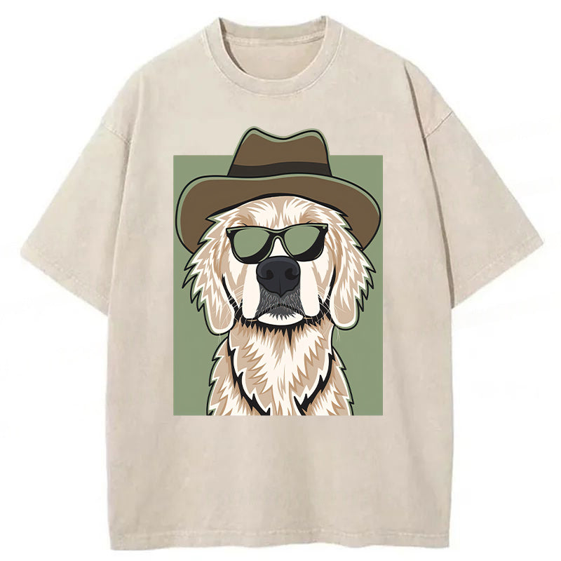 Cowboy Golden Retriever Washed Unisex Tee