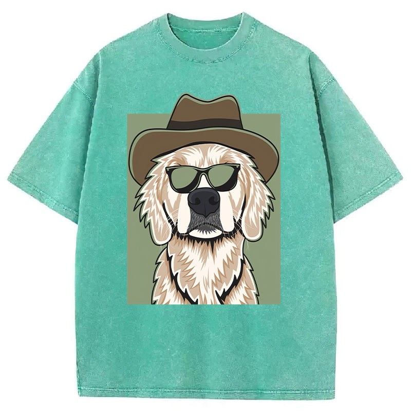 Cowboy Golden Retriever Washed Unisex Tee