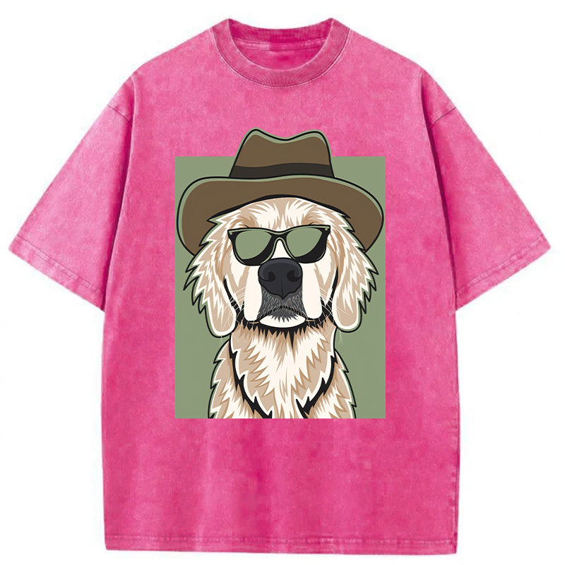 Cowboy Golden Retriever Washed Unisex Tee