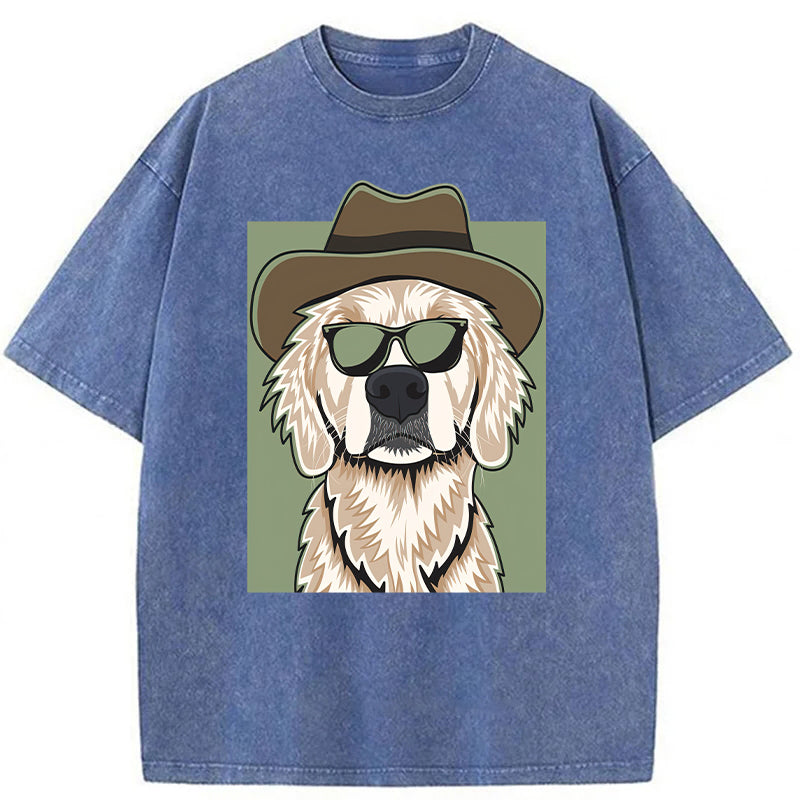 Cowboy Golden Retriever Washed Unisex Tee