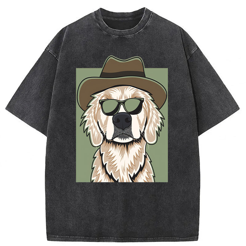 Cowboy Golden Retriever Washed Unisex Tee