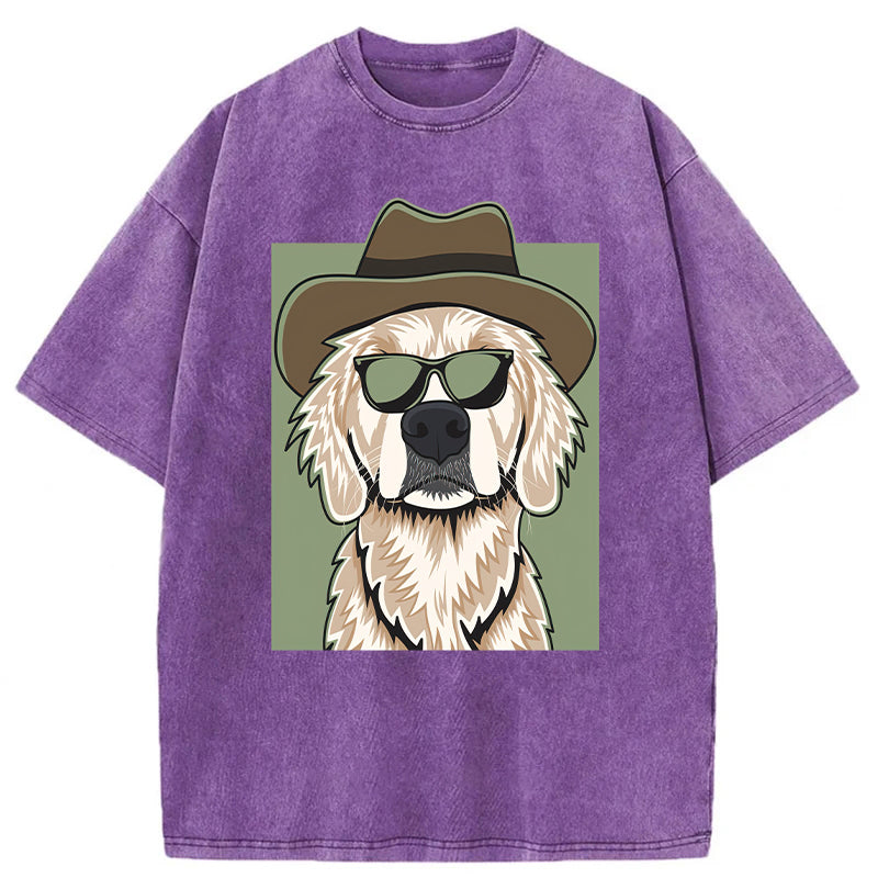 Cowboy Golden Retriever Washed Unisex Tee