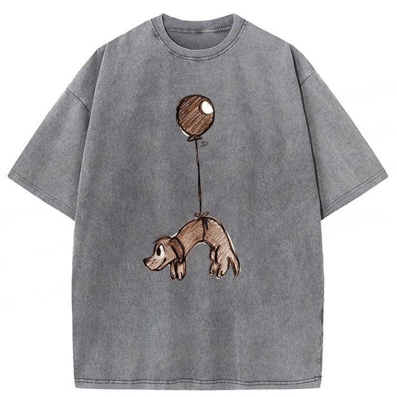 Ballon Flies The Dog Washed Unisex Tee