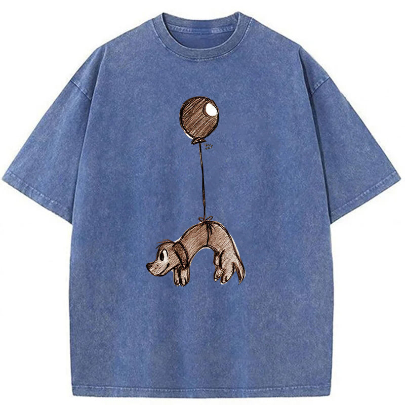Ballon Flies The Dog Washed Unisex Tee