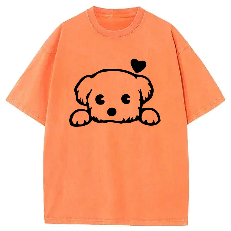 Adorable Dog Sketch Washed Unisex Tee