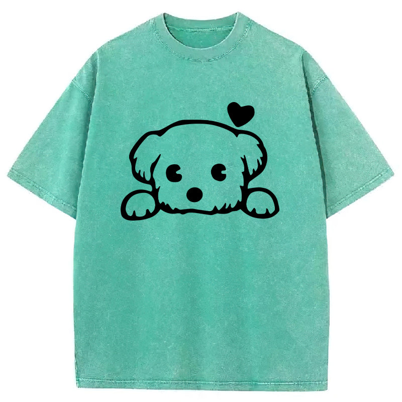 Adorable Dog Sketch Washed Unisex Tee