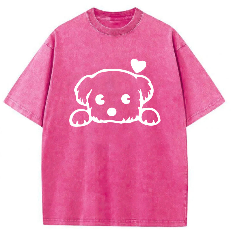 Adorable Dog Sketch Washed Unisex Tee