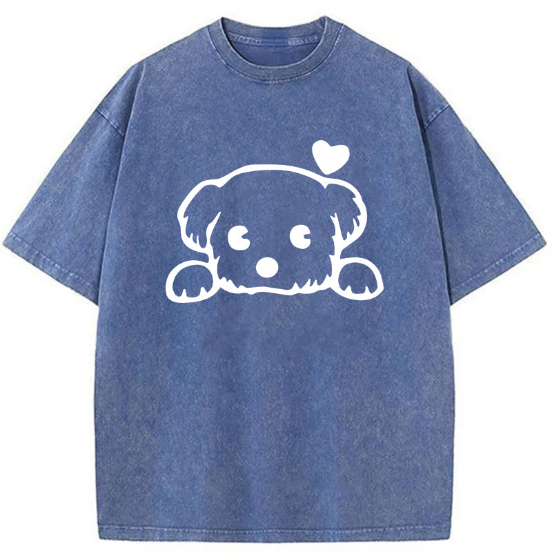 Adorable Dog Sketch Washed Unisex Tee