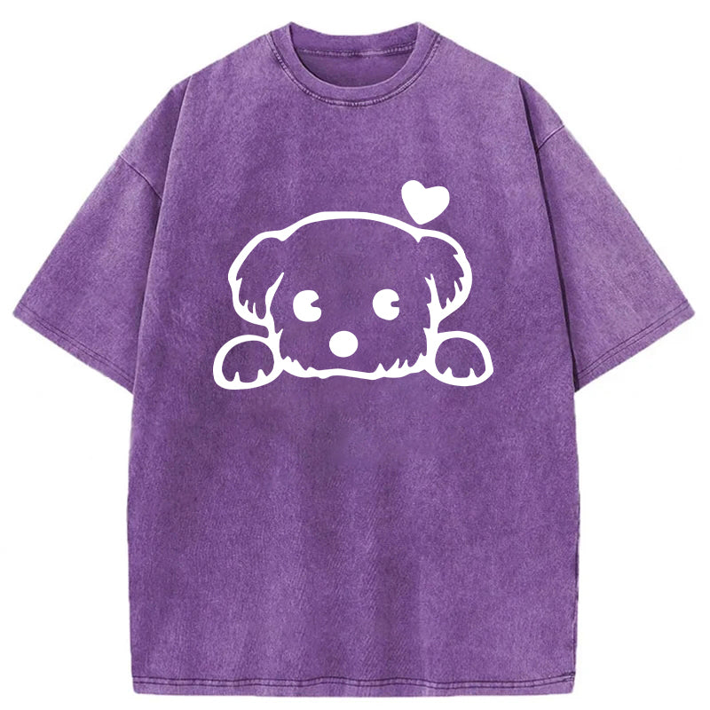 Adorable Dog Sketch Washed Unisex Tee