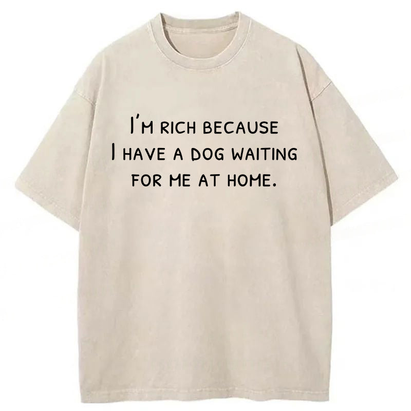 I Have A Dog Waiting For Me At Home Washed Unisex Tee