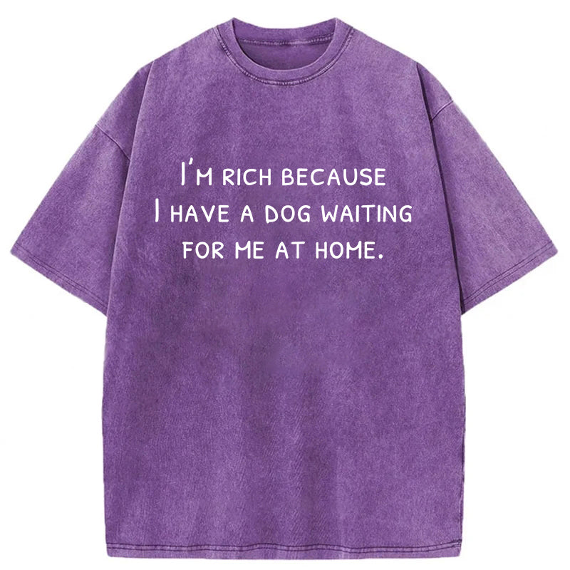 I Have A Dog Waiting For Me At Home Washed Unisex Tee