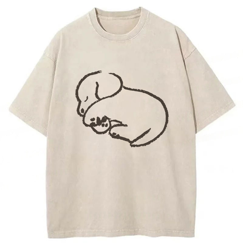 Sleeping Dog Sketch Washed Unisex Tee