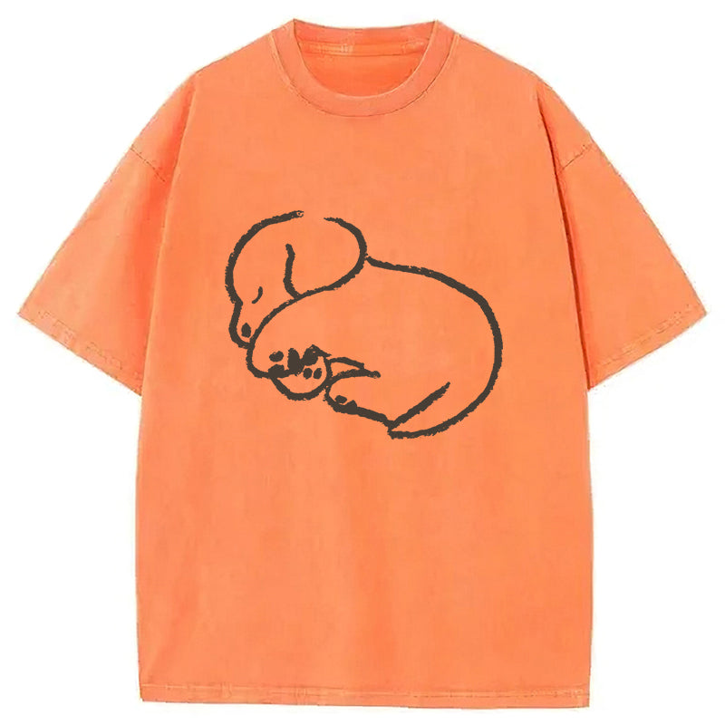 Sleeping Dog Sketch Washed Unisex Tee