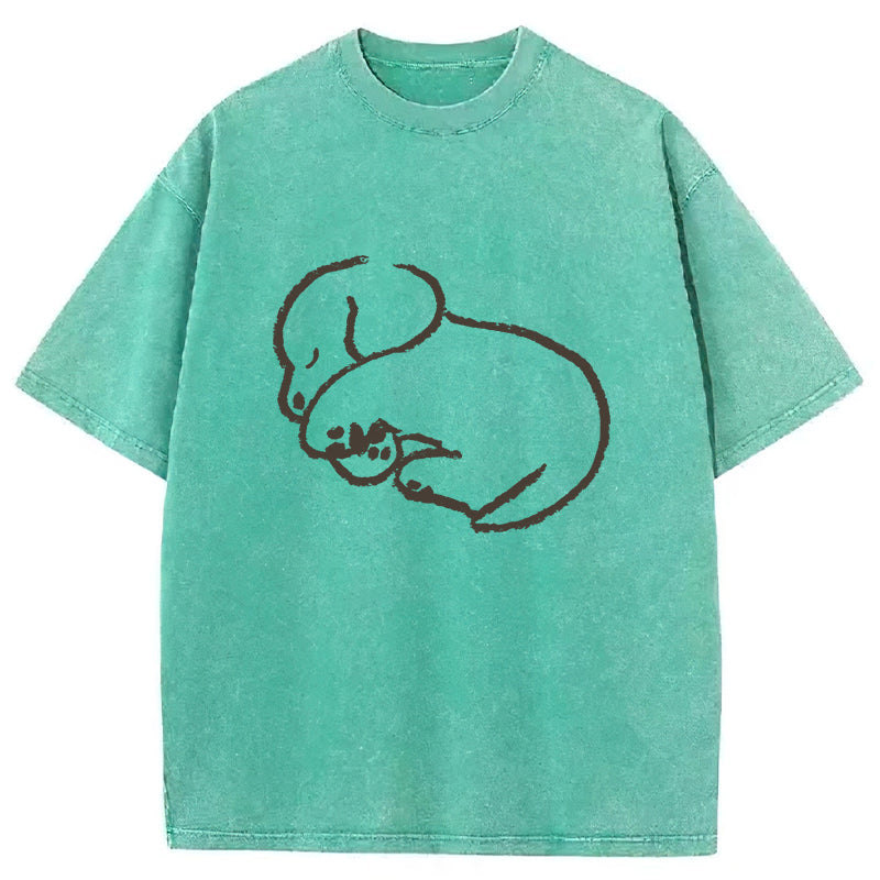Sleeping Dog Sketch Washed Unisex Tee