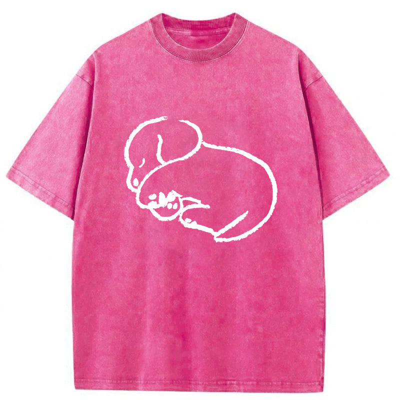 Sleeping Dog Sketch Washed Unisex Tee