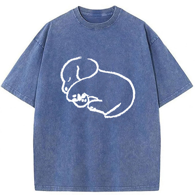 Sleeping Dog Sketch Washed Unisex Tee