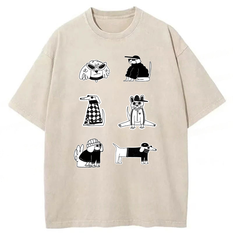 Gentalman Dog Sketch Washed Unisex Tee