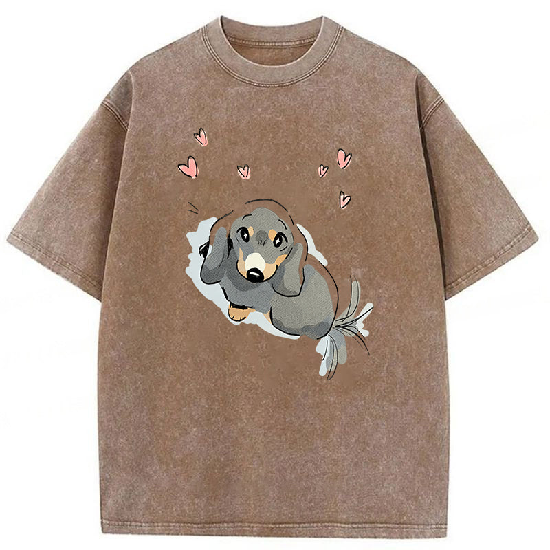 When Small Dogs See A Big One Washed Unisex Tee