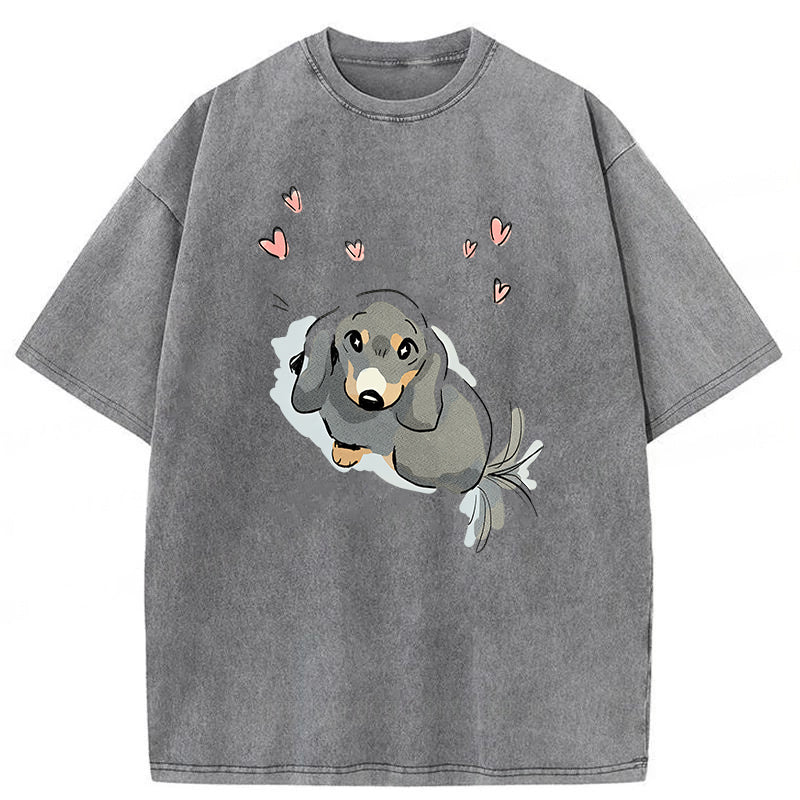 When Small Dogs See A Big One Washed Unisex Tee
