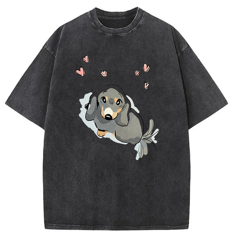 When Small Dogs See A Big One Washed Unisex Tee