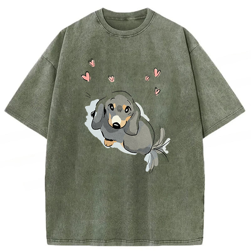 When Small Dogs See A Big One Washed Unisex Tee
