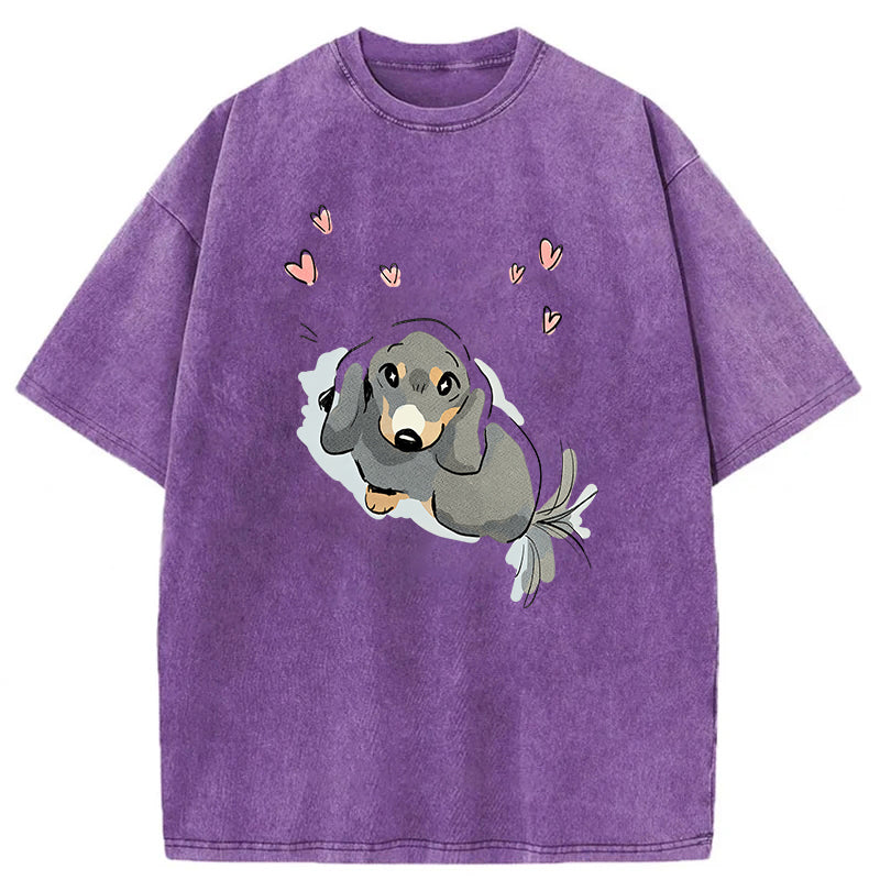 When Small Dogs See A Big One Washed Unisex Tee