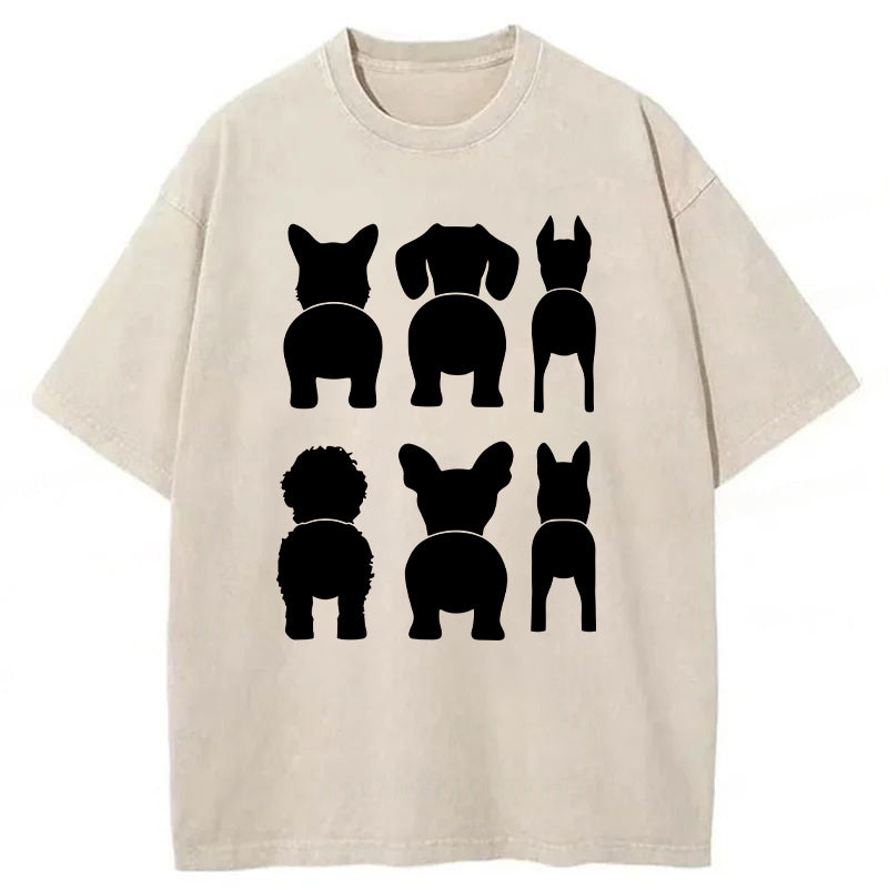 Funny Dog Silhouette Washed Unisex Tee