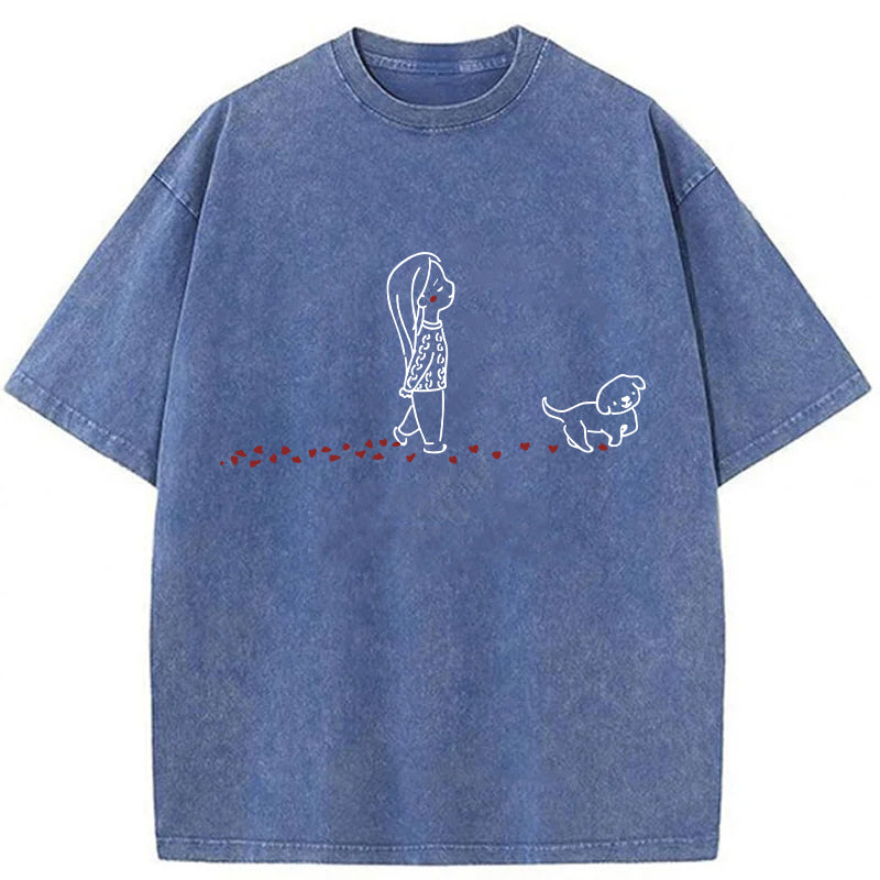 Dog Walking Washed Unisex Tee