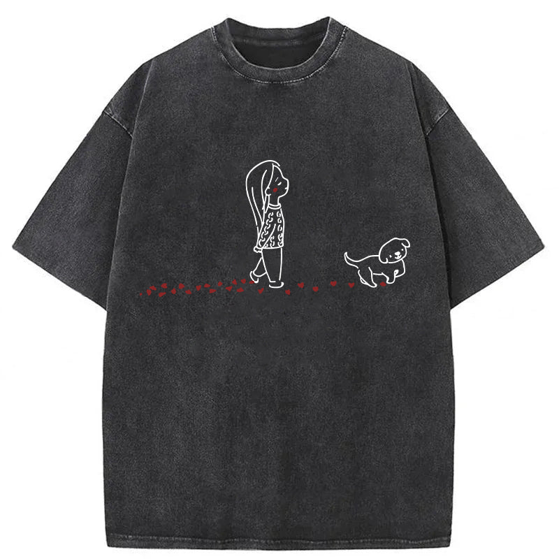 Dog Walking Washed Unisex Tee